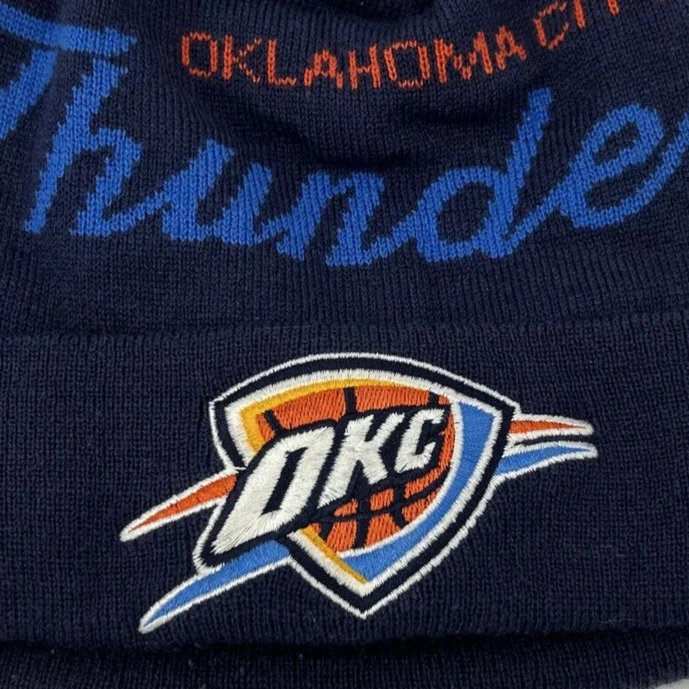 Mitchell & Ness Oklahoma City Thunder NBA Knit Beanie Cuffed Pom Stocking Cap‎